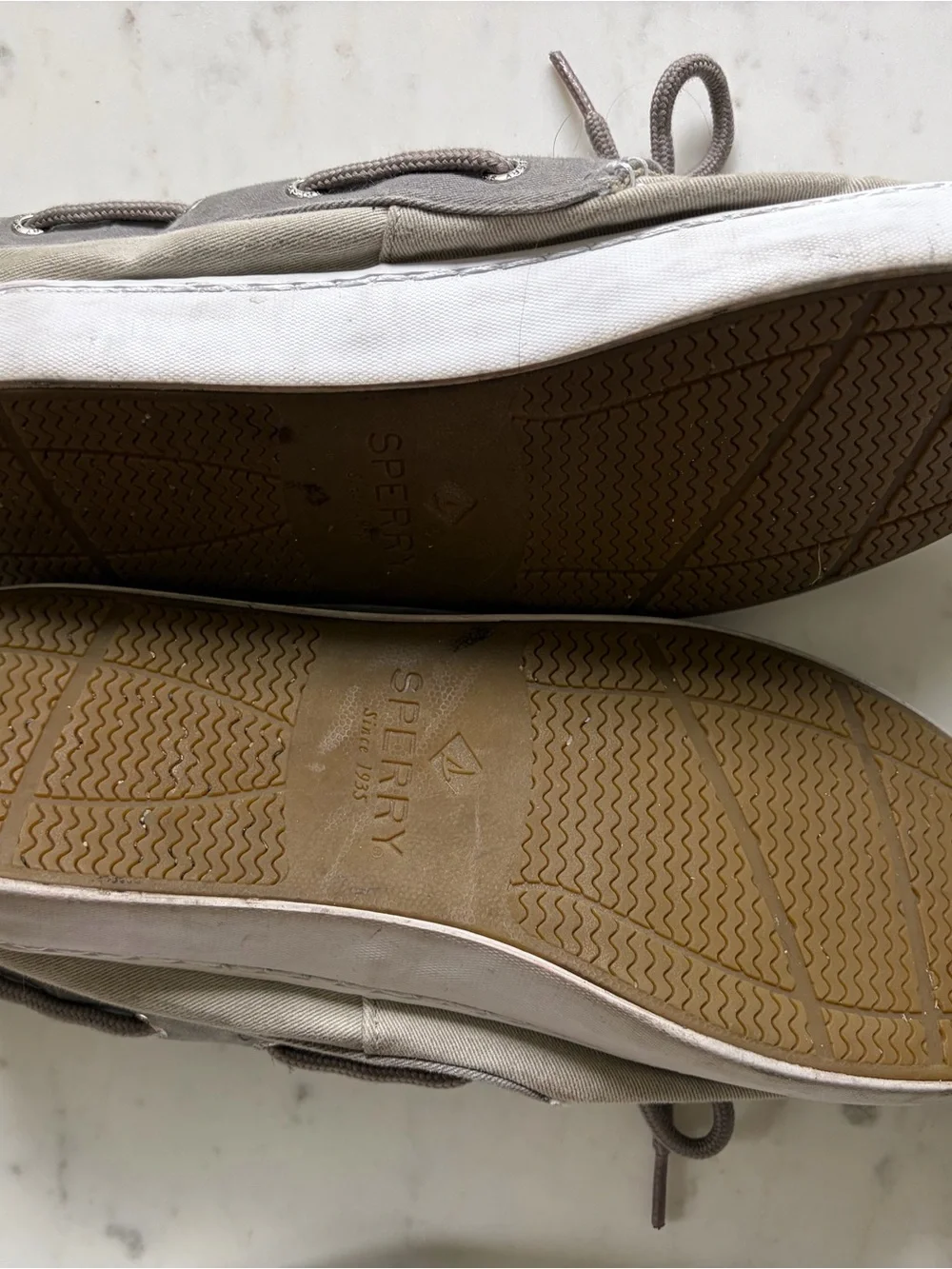 Sperry Men's Canvas Boat Shoes in Light Taupe and Gray